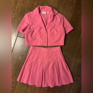 Aritzia Sunday Best Olive Micro Mini Skirt Set- Pink